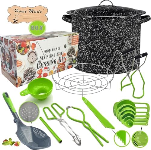 Easy Canning Kit - Stainless Steel Water Bath Canner with Rack Lid