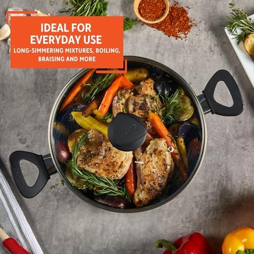 Imusa Nonstick Stock Pot with Glass Lid 48-Quart Cookware Black