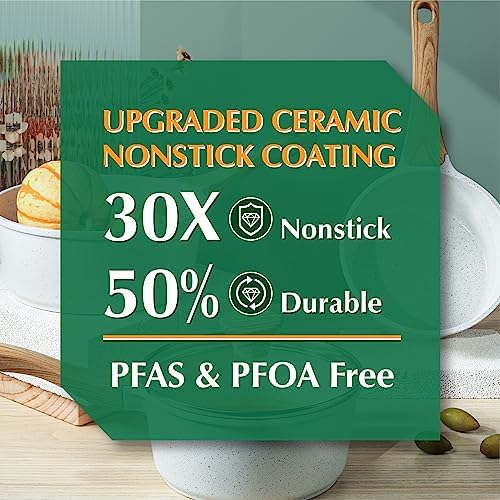 SENSARTE Kenshar-Premium Ceramis Nonstick Saucepan with Lid 20 Quarts PFOAPFAS Free