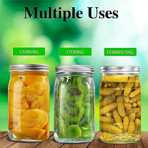 eleganttime 9-Pack 32 Oz Wide Mouth Mason Jars