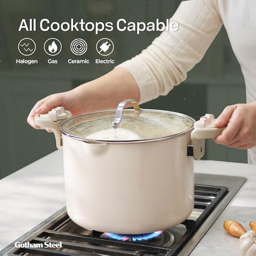 Nonstick Stock Pot With Strainer Lid Quick Cleanup and Eco-Friendly Cooking