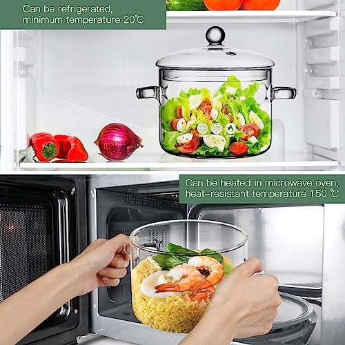 Hemoton 45Oz Glass Saucepan with Cover - Durable Safe for Stovetop