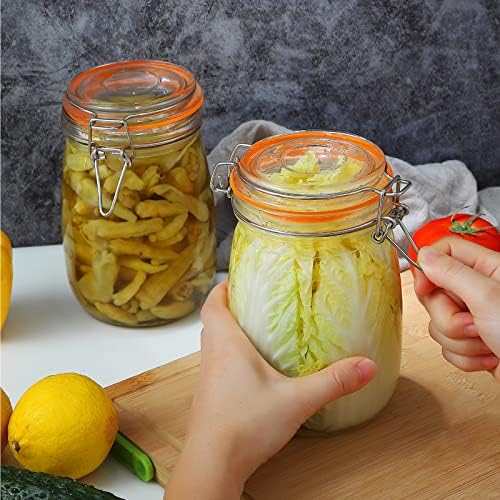 DANALLAN 4Pcs 32 oz Wide Mouth Glass Jars