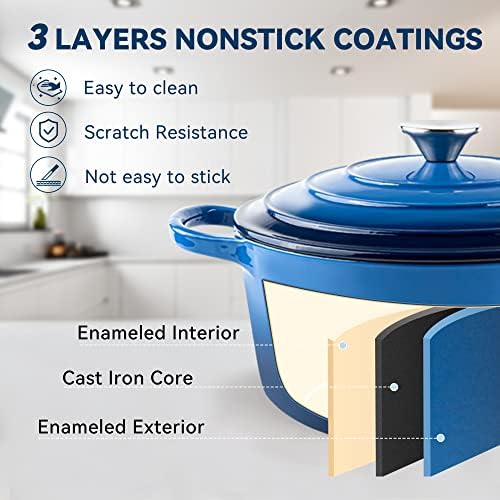 Mierairl 6 qt Enameled Cast Iron Dutch Oven