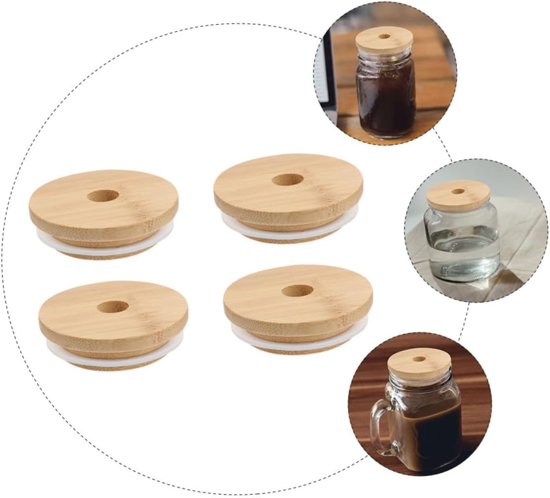 4-Piece Mason Jar Lids with Straw Holes