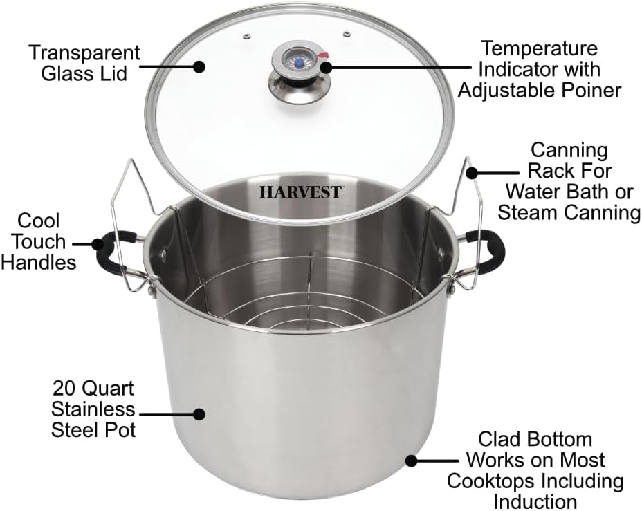 20Qt Canning Pot wRack Easy for All Stovetops