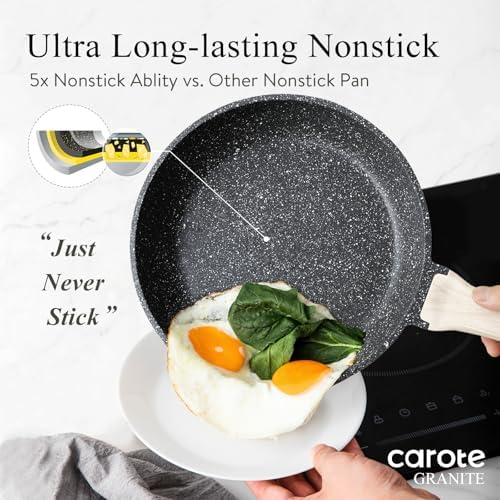 Elegant Carote Classic Granite Frying Pan for Safe Healthy Cooking