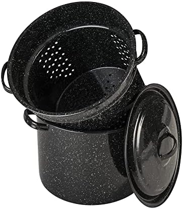 Granite Ware 75 Qt 3-Piece Pasta Pot Set with Lid and Strainer