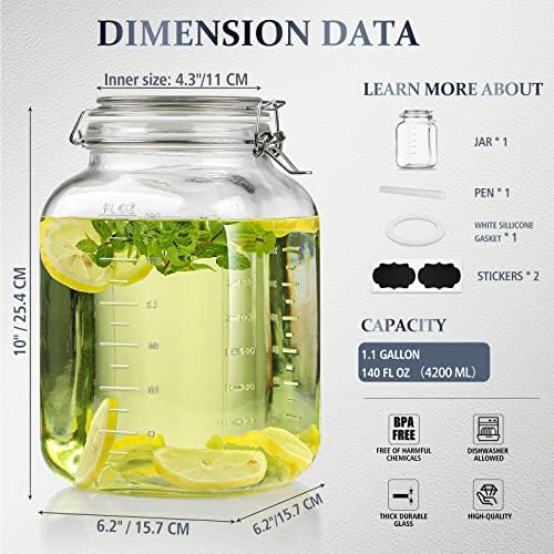 Folinstall 1 Gallon Square Jars with Lid