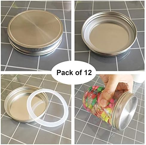 Secure Essential stainless steel lids for Mason jars Pack of 12
