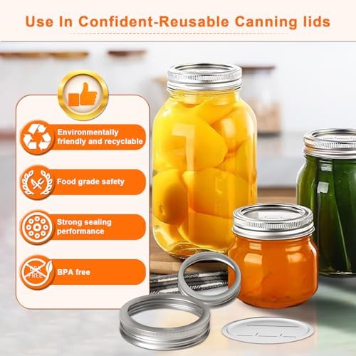 52PCS Mason Jar Lids RingsReusable Airtight Canning Jar lids for Home Kitchen