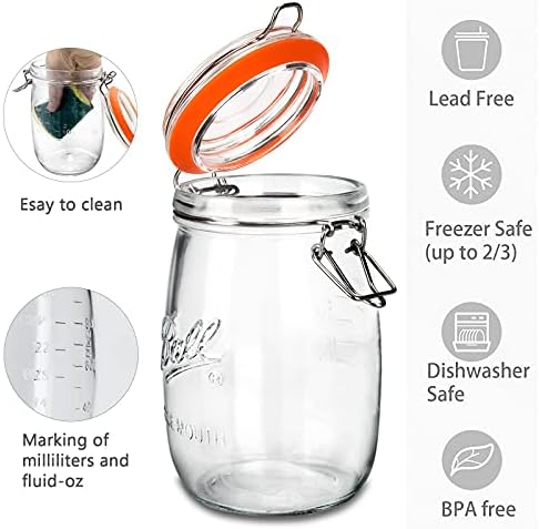 Wide Mouth 32OZ Glass Jars 4 Pack