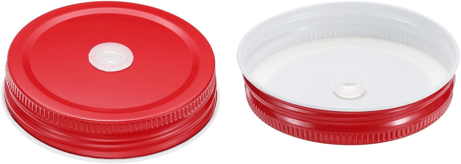 uxcell 13pcs Stainless Steel Mason Jar Lids with Straw Hole
