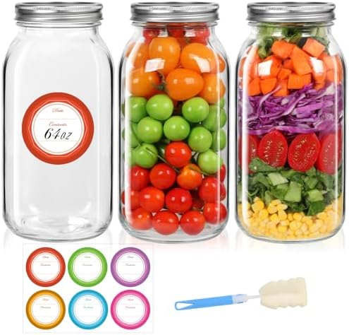 Mcupper 34 Wide Mouth Mason Jars 64 oz - Perfect Canning Solution