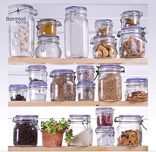 Bormioli Rocco Fido Square Jar with Blue Lid 175 oz
