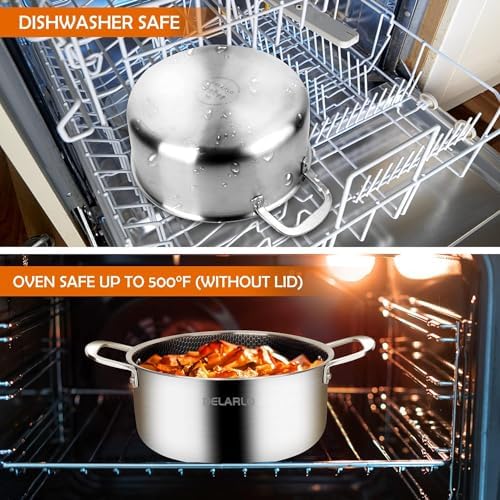 DELARLO 5QT Tri-Ply Stock Pot with Lid