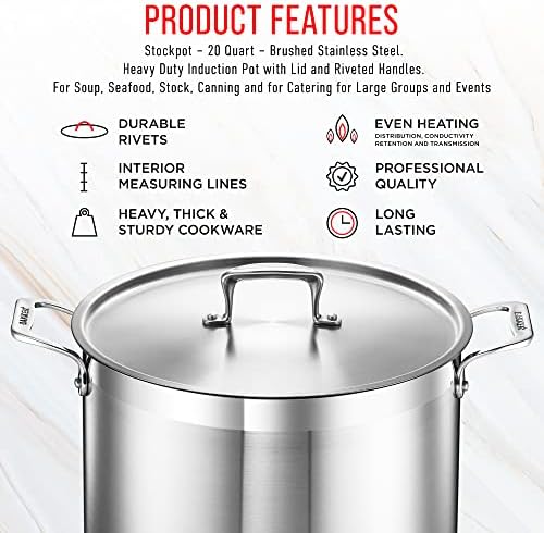 20 Quart Stockpot with Lids Handles
