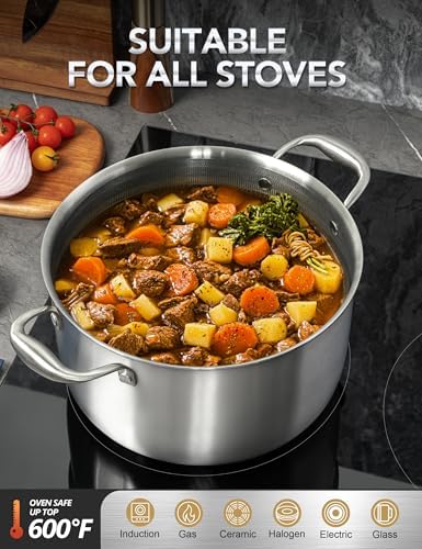 MICHELANGELO Tri-Ply 8-Quart Stock Pot with Lid