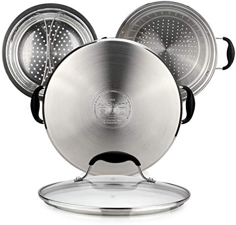 Avacraft 4-Piece Stainless Steel Pasta Set 7 Quart Glass Lid Steamer Basket
