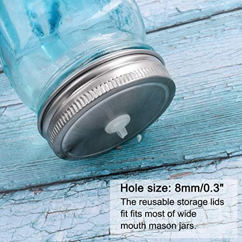 2-Pack Stainless Steel Wide Mouth Mason Jars Lids with Straw Hole