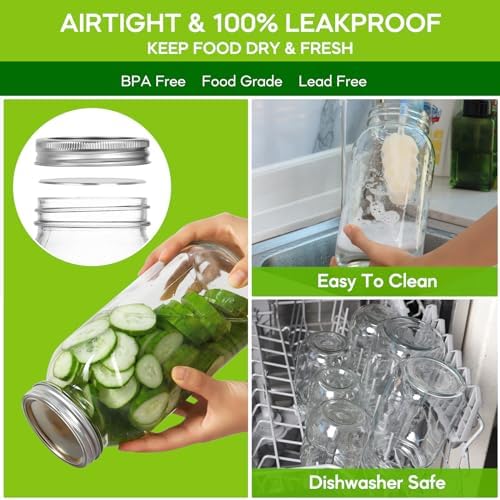 Mcupper 34 Wide Mouth Mason Jars 64 oz - Perfect Canning Solution