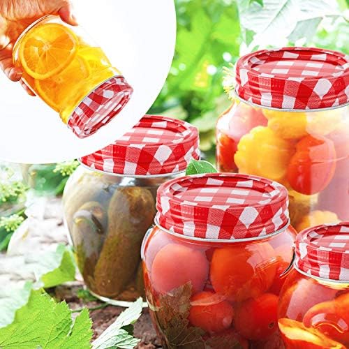 ZizasAry24-Set Canning Lids with Rings Mason Jar Caps Red White