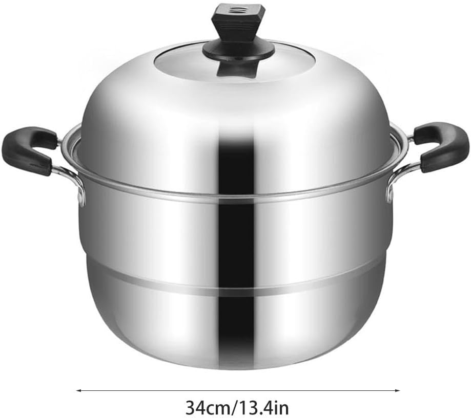HTERWQEA Stainless Steel Stock Pot Heavy Duty Heat-Resistant Double Handles Dishwasher Safe