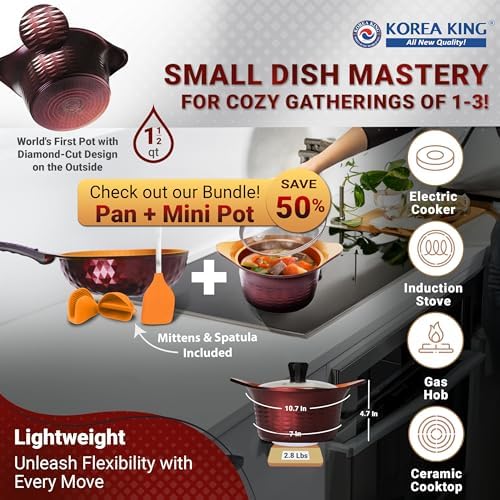 Koreak Diamond Series Small Pot Glass Lid Rapid Heating Nonstick