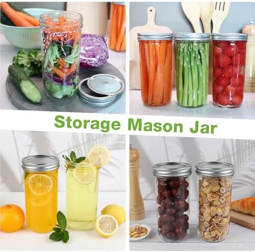 24 oz Mason Jars 6-Pack Canning Fermenting Jar Set