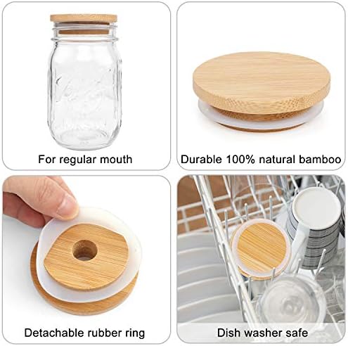 CNVOILA Bamboo Mason Jar Lids for Home Eco-Friendly 8-Pack