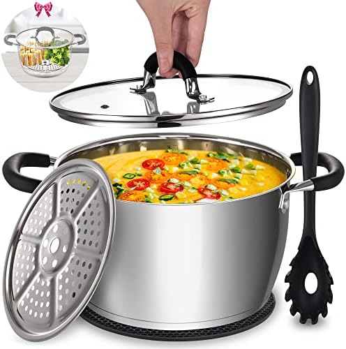 Multi-Purpose 6 Quart Stainless Steel Stockpot with Lid