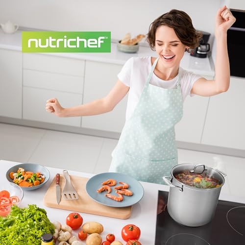 NutriChef 19-Quart Stainless Steel Cooker with Glass Lid