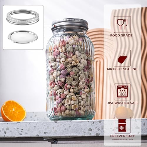 Amzcku 64oz Mason Jars Wide Mouth 2 Quart Preserve