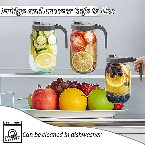 2PCS Mason Jar Pour Spout Lid with Handle Airtight Leak-Proof