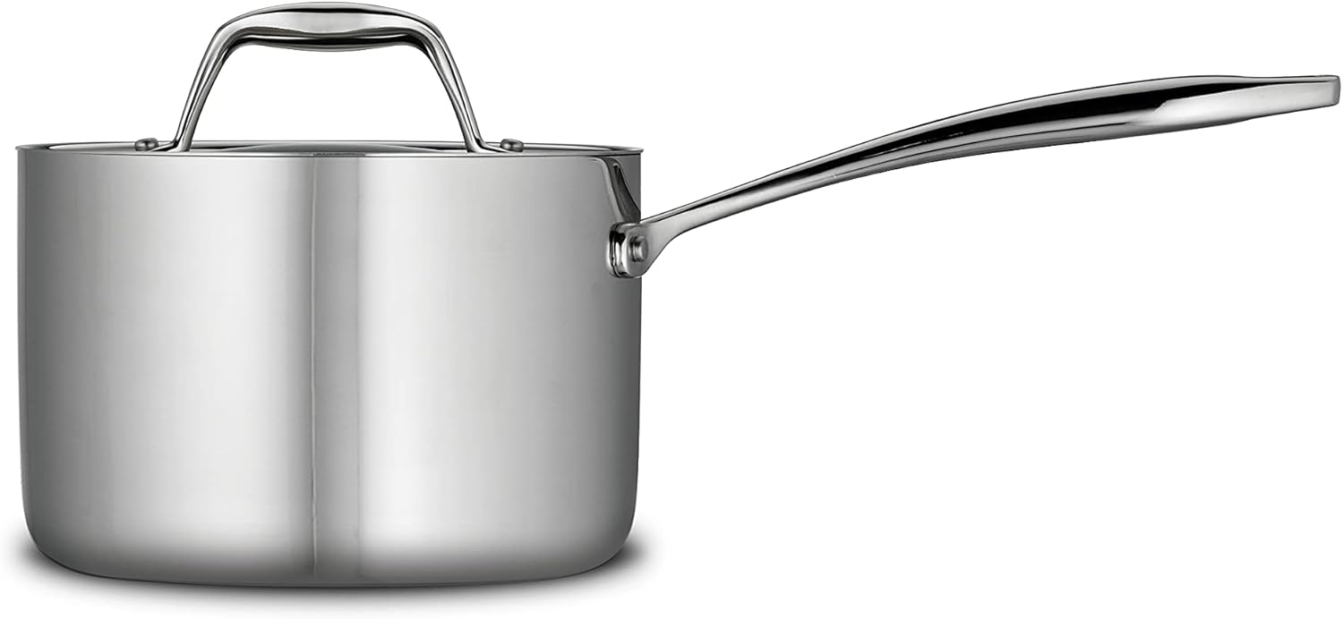 Durable 2-Quart Stainless Steel Saucepan with Lid