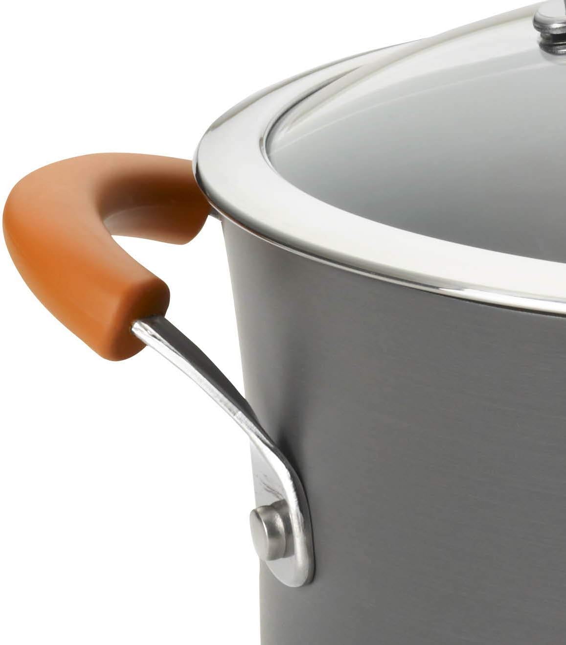 Rachael Ray 8-Quart Oval Stockpot with Lid and Pour Spout Gray