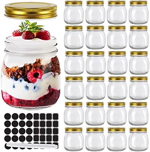 Elegant 24-Piece Glass Mason Jars Set with Silver Lids