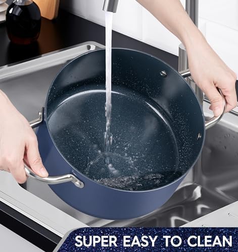 5 Quart Nonstick Stock Pot with Stainless Steel Handles PFOA-Free Cooking