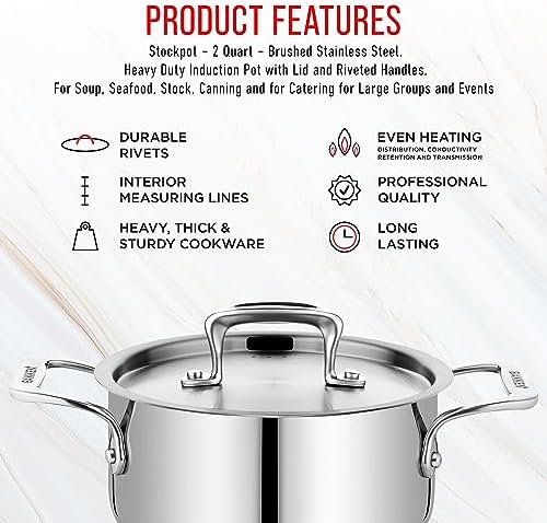 Bakken SwissHeavy-Duty Stainless Steel Stockpot 2 Quart for Cooking Catering