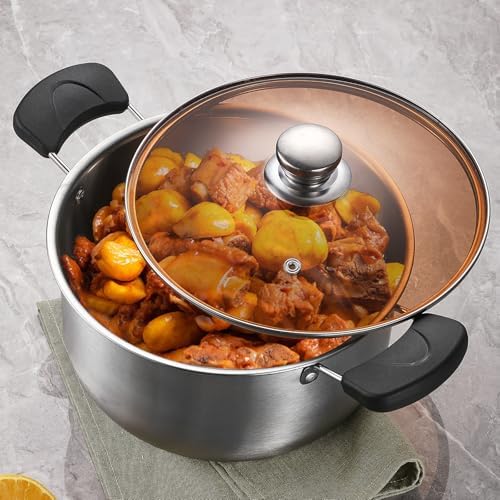 6QT Stock Pot with Lid Heat-Proof Safe for Daily Use