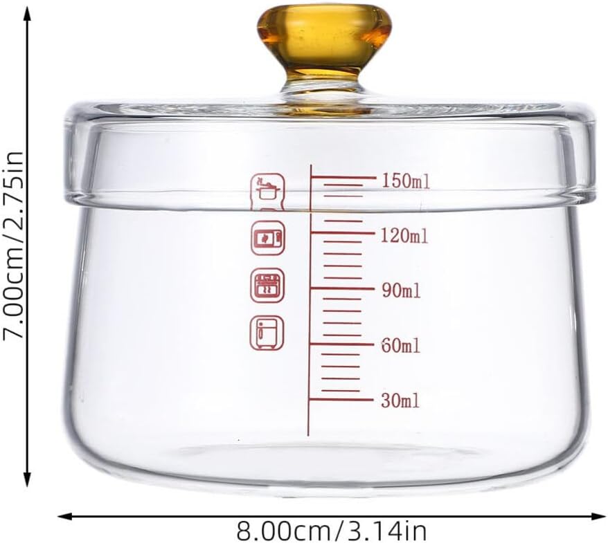 Alipis Glass Cooking Pot with Lid Heat-Resistant 150ml
