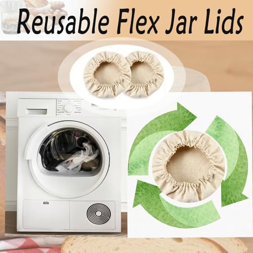 Aetomtins 4-Piece Reusable Cotton Jar Covers for Sourdough Starters