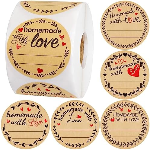 500Pcs 2 Canning Labels with Homemade with Love