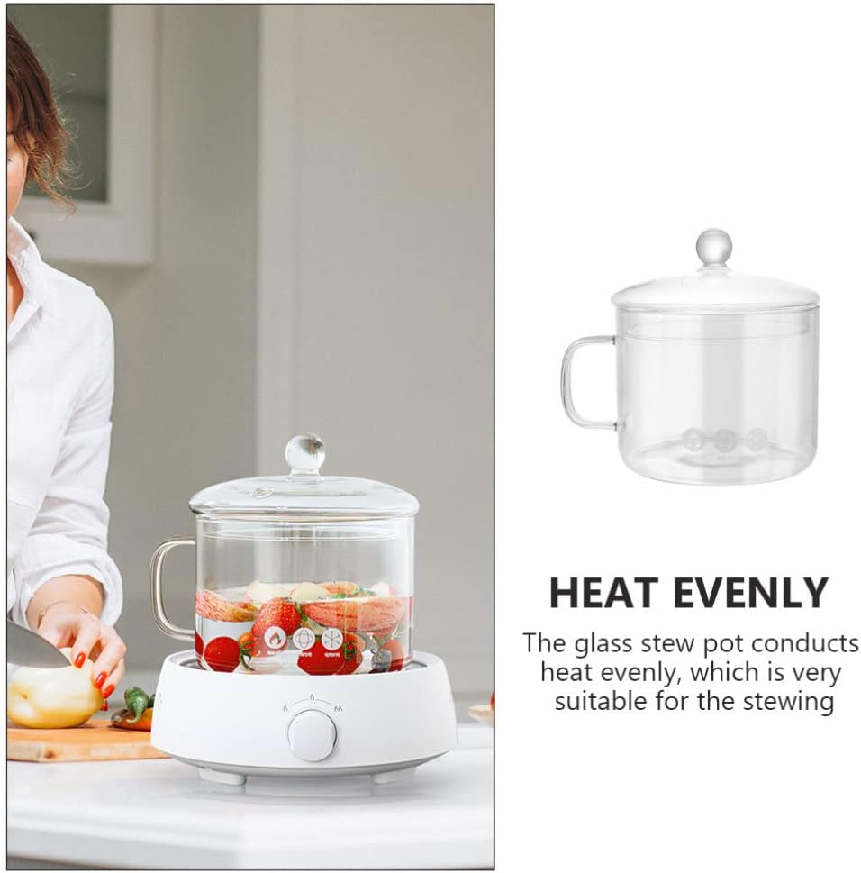 Hemoton Glass Stew Pot Heat Retention Easy Handling Transparent Durable