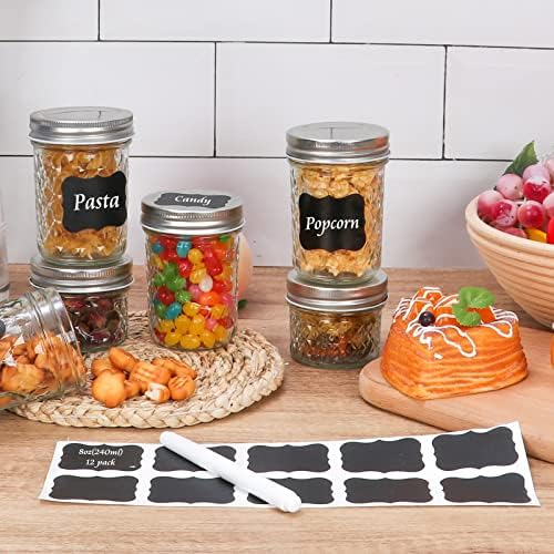 Keketin 8 oz Mason Jars with Silver lids Preserve Kids Meals