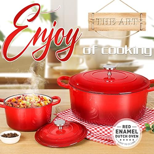 Enameled Cast Iron Dutch Oven Set - Easy Cooking Health and Versatility