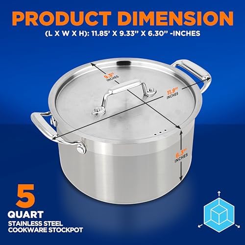 Ergonomic 5-Quart Stainless Steel Stockpot