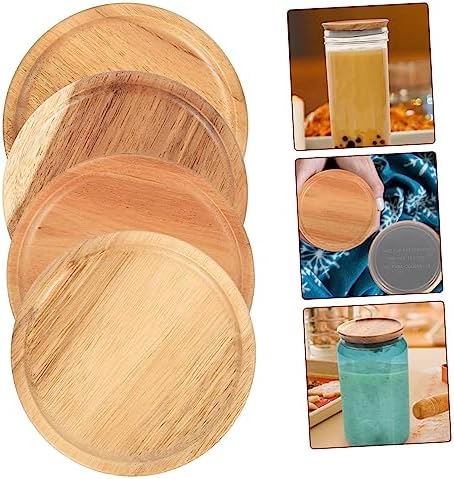 4pcs Wide Mouth Wooden Storage Lids for Mason Jars