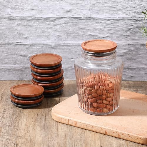 12-Piece Acacia Wooden Mason Jar Lid Set