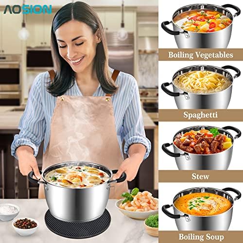 Multi-Purpose 6 Quart Stainless Steel Stockpot with Lid